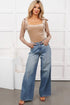 Velvet Bow Square Neck Sheer Long Sleeve Bodysuit