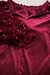 Velvet Button Up With Sequin Patchwork Sleeve Shirt