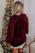 Velvet Button Up With Sequin Patchwork Sleeve Shirt