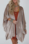Velvet Draped Open Front Batwing Three Quarter Sleeve Kimono