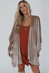 Velvet Draped Open Front Batwing Three Quarter Sleeve Kimono