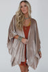Velvet Draped Open Front Batwing Three Quarter Sleeve Kimono