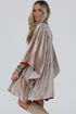Velvet Draped Open Front Batwing Three Quarter Sleeve Kimono