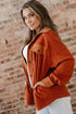 Velvet Drop Shoulder Flap Pocket Casual Shacket Jacket