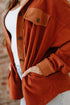 Velvet Drop Shoulder Flap Pocket Casual Shacket Jacket