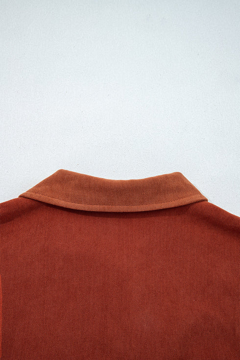 Velvet Drop Shoulder Flap Pocket Casual Shacket Jacket