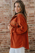 Velvet Drop Shoulder Flap Pocket Casual Shacket Jacket