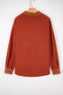Velvet Drop Shoulder Flap Pocket Casual Shacket Jacket