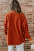 Velvet Drop Shoulder Flap Pocket Casual Shacket Jacket
