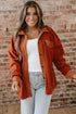 Velvet Drop Shoulder Flap Pocket Casual Shacket Jacket
