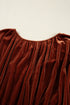 Velvet Elastic V Neck Puff Sleeve A Line Mini Dress
