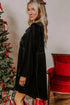 Velvet Front Tie Bow Detail Bubble Sleeve Mini Dress