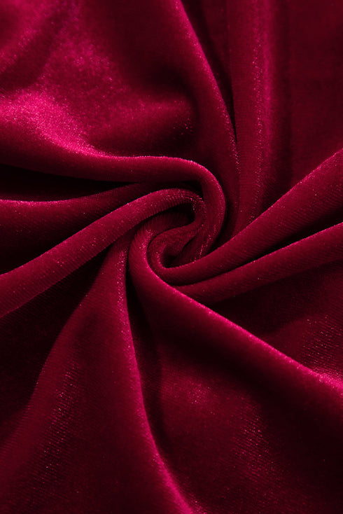 Velvet High Neck Tiered Ruffle Mini Dress