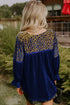 Velvet Leopard Print Patchwork Flounce Sleeve Blouse