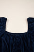 Velvet Ruched Puff Sleeve Bow Plus Size Midi Dress