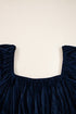 Velvet Ruched Puff Sleeve Bow Plus Size Midi Dress