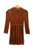 Velvet Ruffled Mock Neck Puff Sleeve Dress