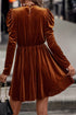Velvet Ruffled Mock Neck Puff Sleeve Dress