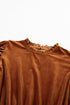 Velvet Ruffled Mock Neck Puff Sleeve Dress