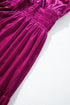 Velvet Short Sleeve Shirred Waist Tiered Maxi Dress