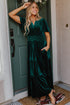 Velvet Short Sleeve Smocked Waist Tiered Maxi Dress