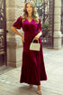 Velvet Short Sleeve Smocked Waist Tiered Maxi Dress