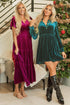 Velvet Short Sleeve Smocked Waist Tiered Maxi Dress