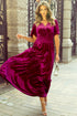 Velvet Short Sleeve Smocked Waist Tiered Maxi Dress