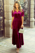 Velvet Short Sleeve Smocked Waist Tiered Maxi Dress