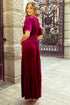 Velvet Short Sleeve Smocked Waist Tiered Maxi Dress