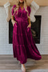 Velvet Short Sleeve Smocked Waist Tiered Maxi Dress