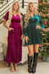 Velvet Short Sleeve Smocked Waist Tiered Maxi Dress