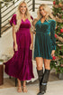 Velvet Short Sleeve Smocked Waist Tiered Maxi Dress