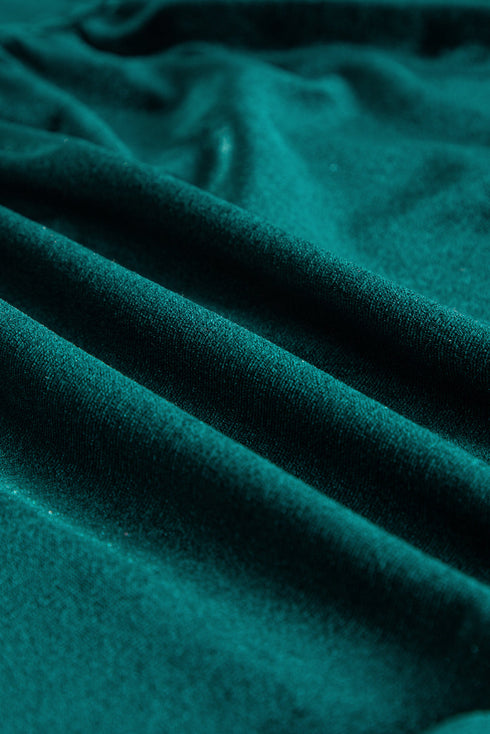 Velvet Short Sleeve Smocked Waist Tiered Maxi Dress