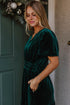 Velvet Short Sleeve Smocked Waist Tiered Maxi Dress