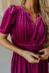Velvet Short Sleeve Smocked Waist Tiered Maxi Dress