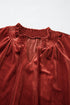 Velvet Smocked Neckline Puff Sleeve Shift Mini Dress