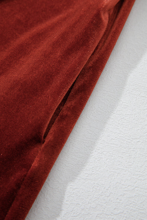 Velvet Smocked Neckline Puff Sleeve Shift Mini Dress