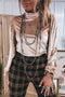 Velvet Stand Neck Western Style Long Sleeve Top