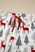 Velvet Trim Bow Knot Festive Print Pajama Set