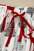 Velvet Trim Bow Knot Festive Print Pajama Set