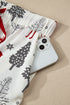 Velvet Trim Bow Knot Festive Print Pajama Set
