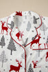 Velvet Trim Bow Knot Festive Print Pajama Set