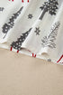 Velvet Trim Bow Knot Festive Print Pajama Set
