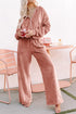 Velvet Zip Up Hoodie Wide Leg Lounge Pant Set