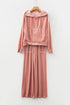 Velvet Zip Up Hoodie Wide Leg Lounge Pant Set