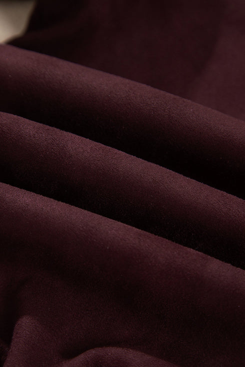 Velvet Zip Up Metal Placket Collar Long Sleeve Jacket
