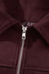 Velvet Zip Up Metal Placket Collar Long Sleeve Jacket