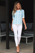 Vertical Floral Stripe Short Sleeve Knit Sweater