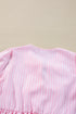 Vertical Stripe Bow Front Puff Sleeve Woven Blouse